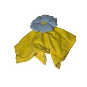 Baby Essentials Yellow Lovey Security Blanket with Blue Flower Plush Toy Lovie